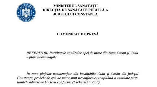 Apa din plajele Corbu și Vadu, neconformă din cauza bacteriilor coliforme
